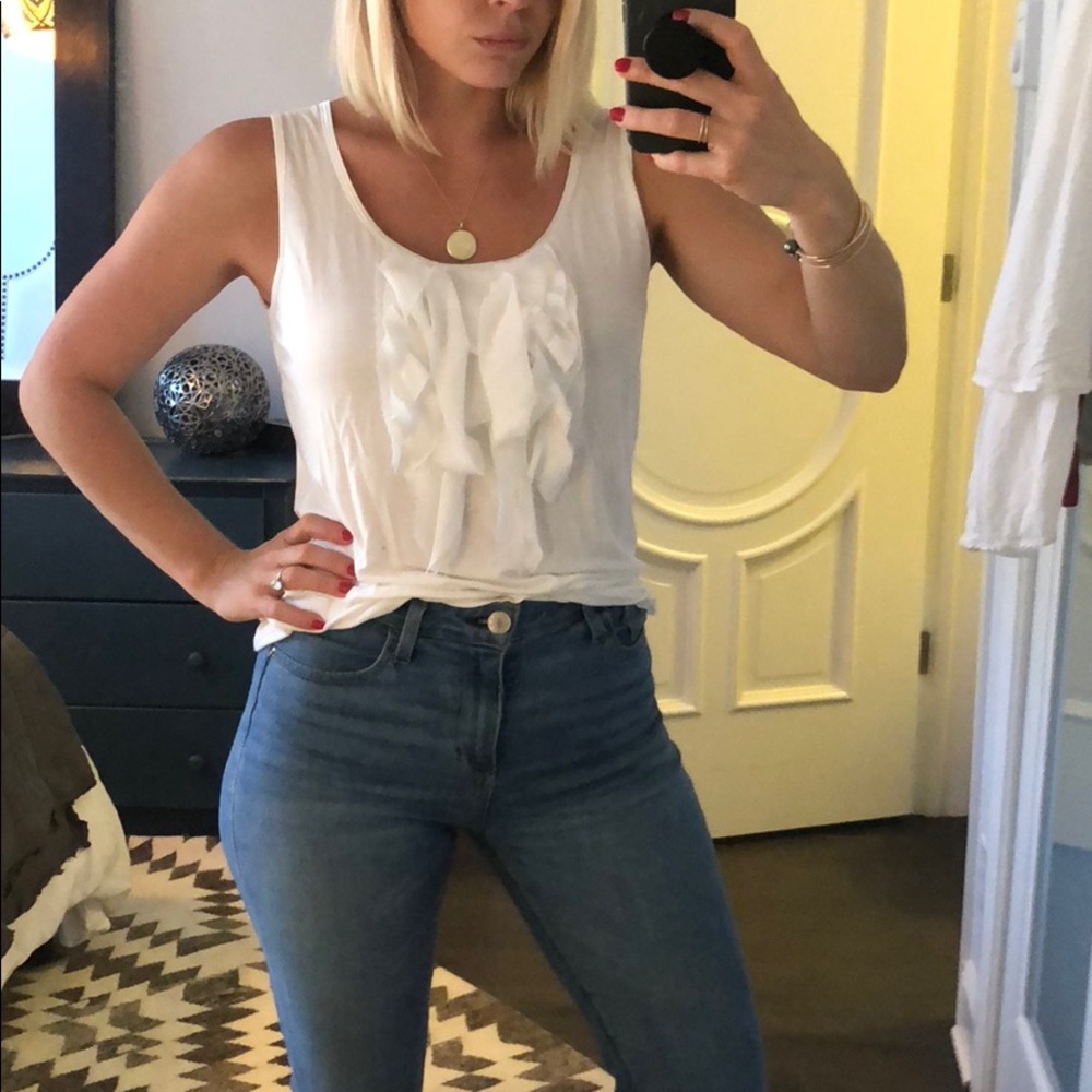 White Ruffle Tank